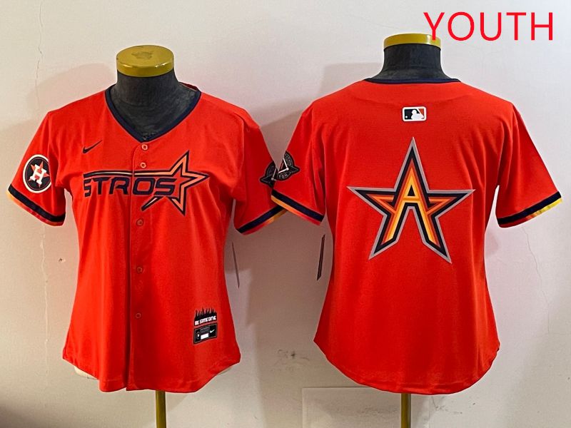 Youth Houston Astros Blank Orange Three generations Joint Name 2025 Nike MLB Jersey style 8